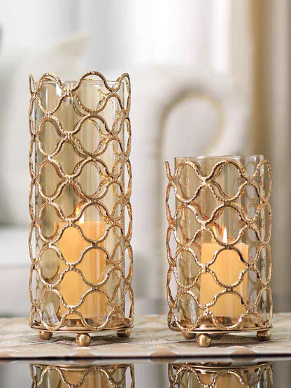 Glass Vases Golden Flowe