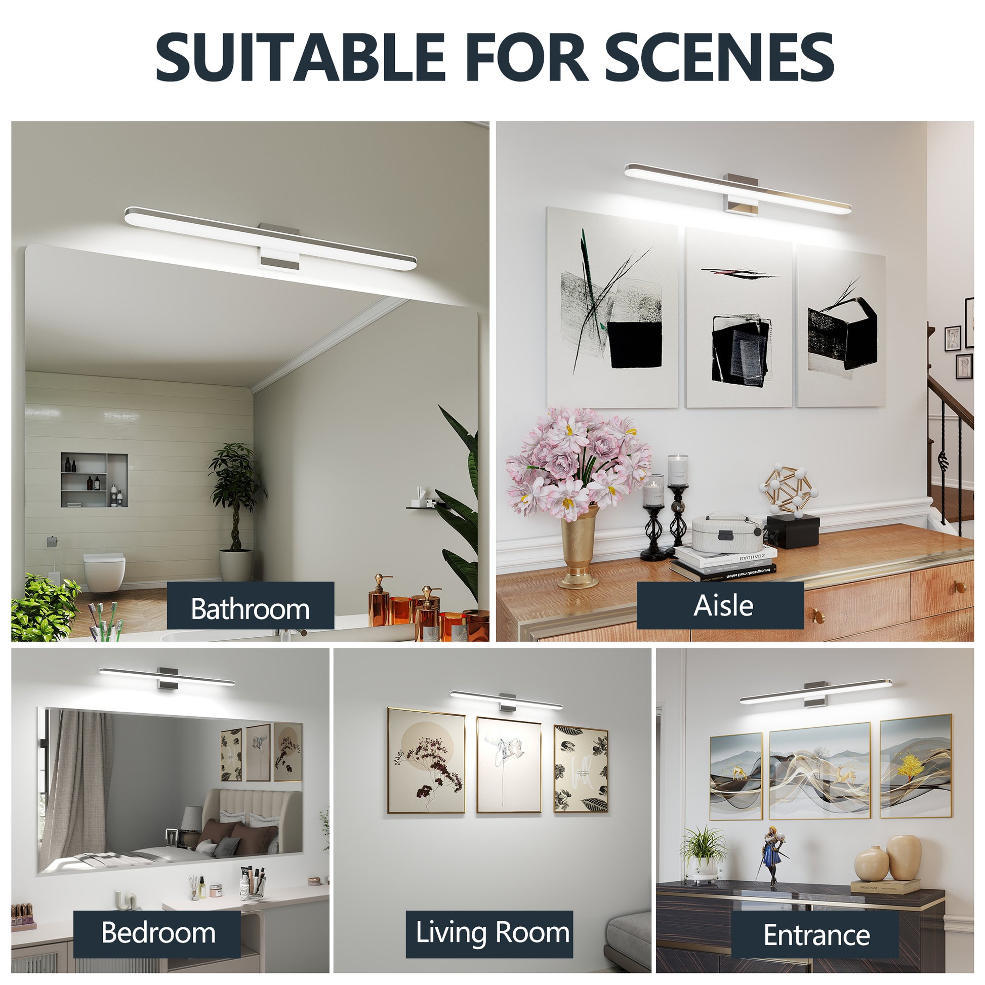 Modern LED Vanity Lights For Bathroom 32IN 16W Daylight White Chrome L