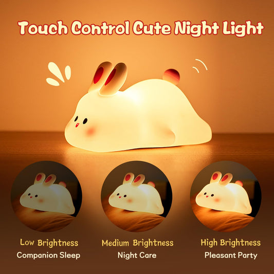 Cute LED Night Light Touch Sensor Cartoon Kid's Nightlights Big Face R
