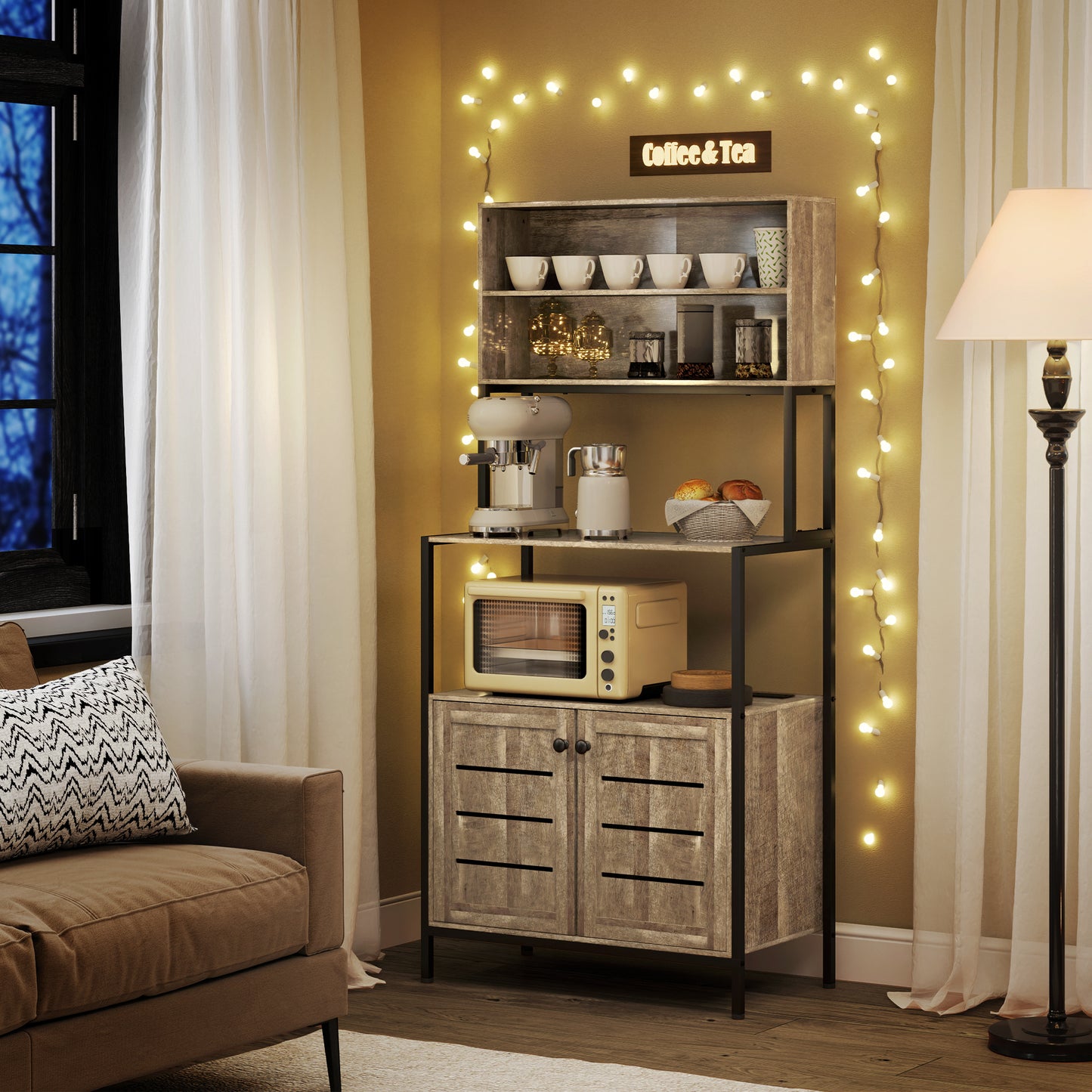 Power Outlet and Storage Shelves