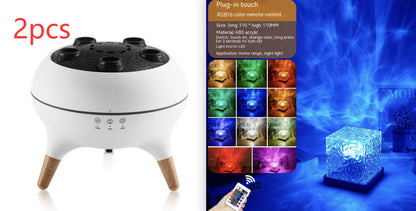 LED Water Ripple Ambient Night Light USB Rotating Projection Crystal T