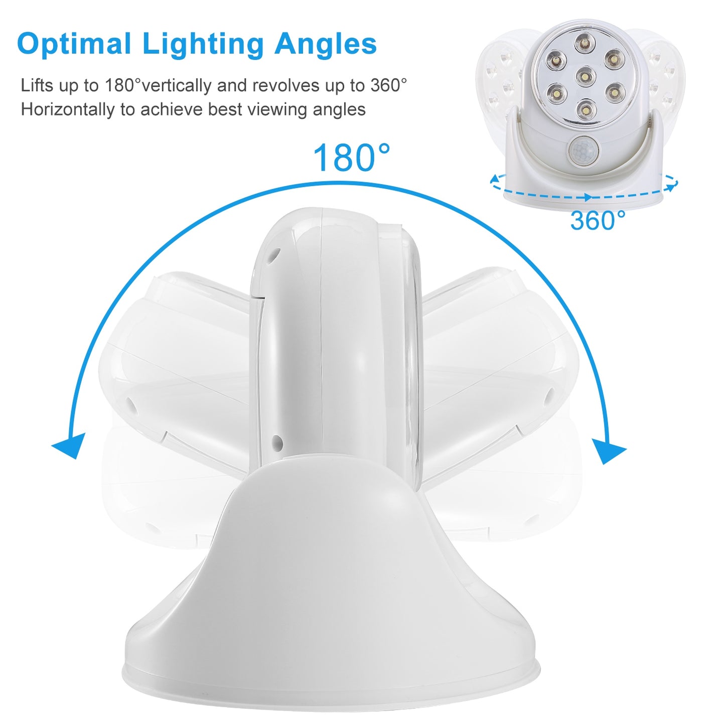 1Pc Wireless LED Spotlight Night Lamp 360 Degree Rotatable With 90 Deg