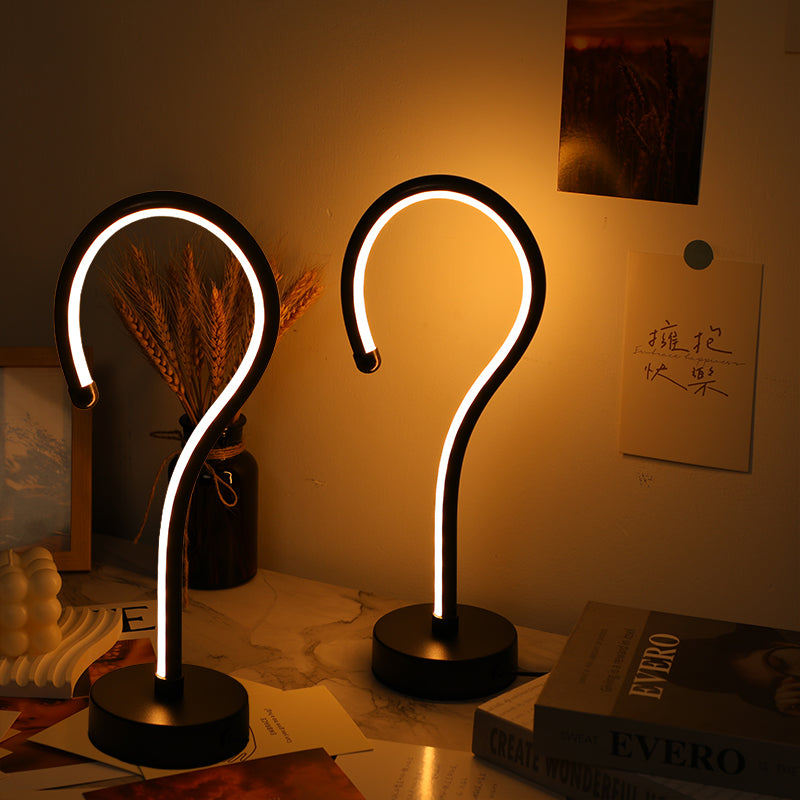 2PC Creative Question Mark Shape Table Lamp, USB Three-color Dimming D