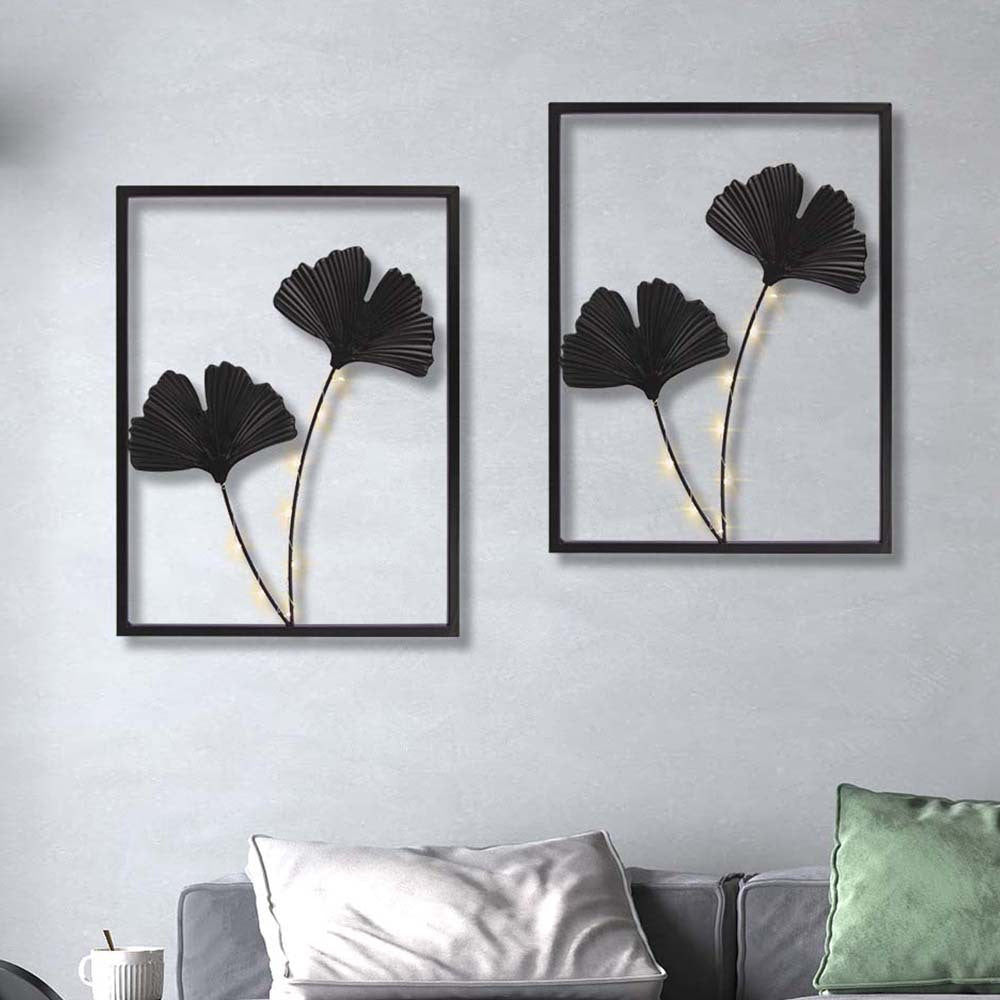 Metal Leaf Wall Decor with String Lights - product image 3