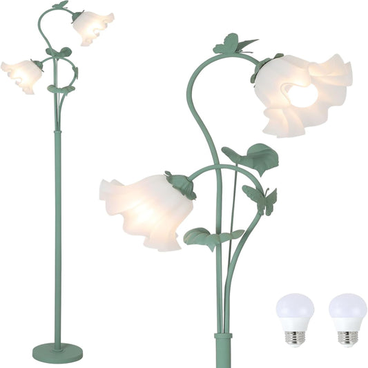 Flower Floor Lamp For Living Room, Vintage Floor Lamp With 2 LED 5W Bl