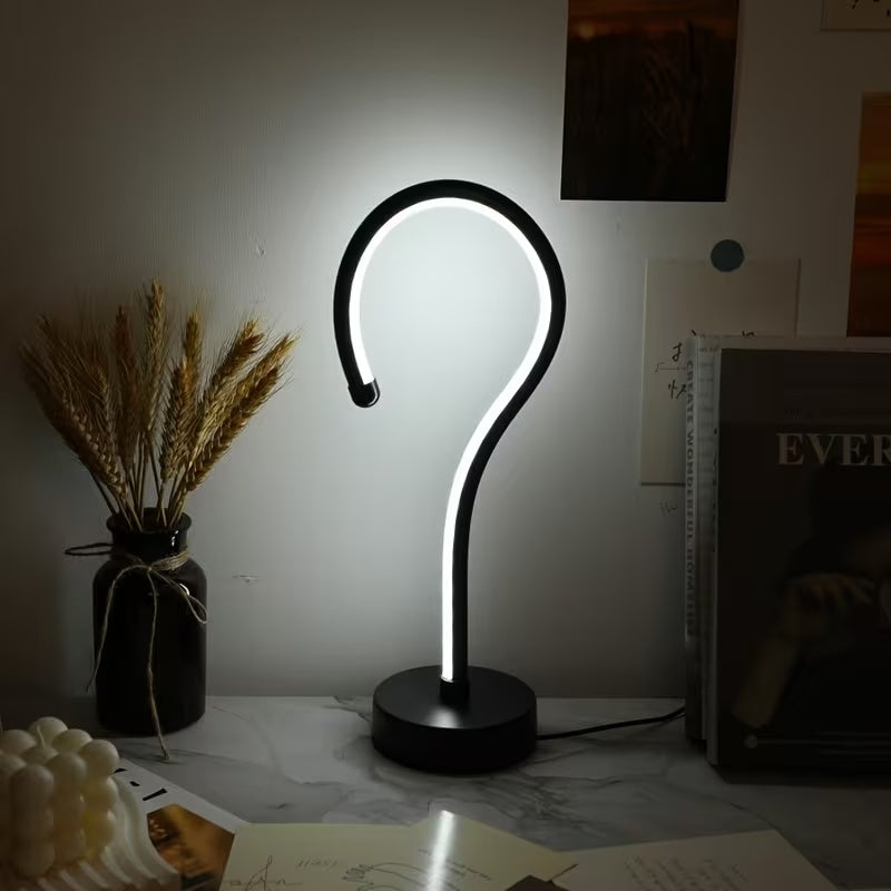 2PC Creative Question Mark Shape Table Lamp, USB Three-color Dimming D