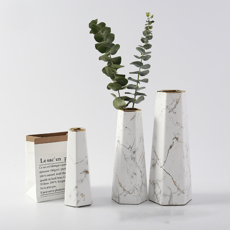 Nordic Marble-Pattern Ceramic Vase - product image 1