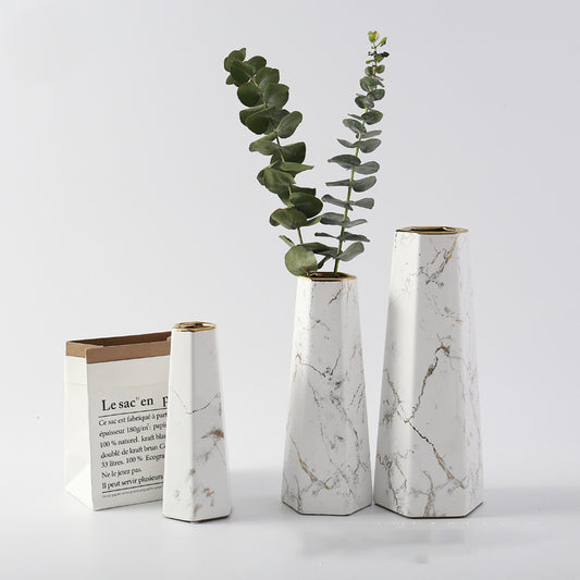 Nordic Marble-Pattern Ceramic Vase - product image 1