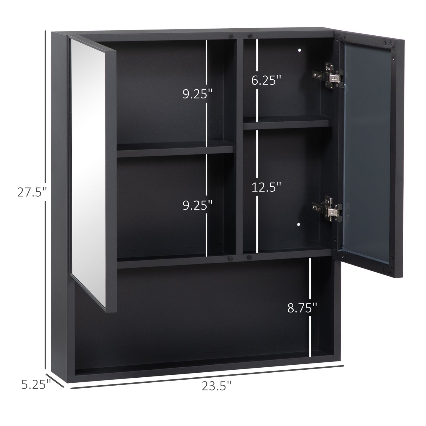 Mirror Cabinet with Double Doors and Shelves