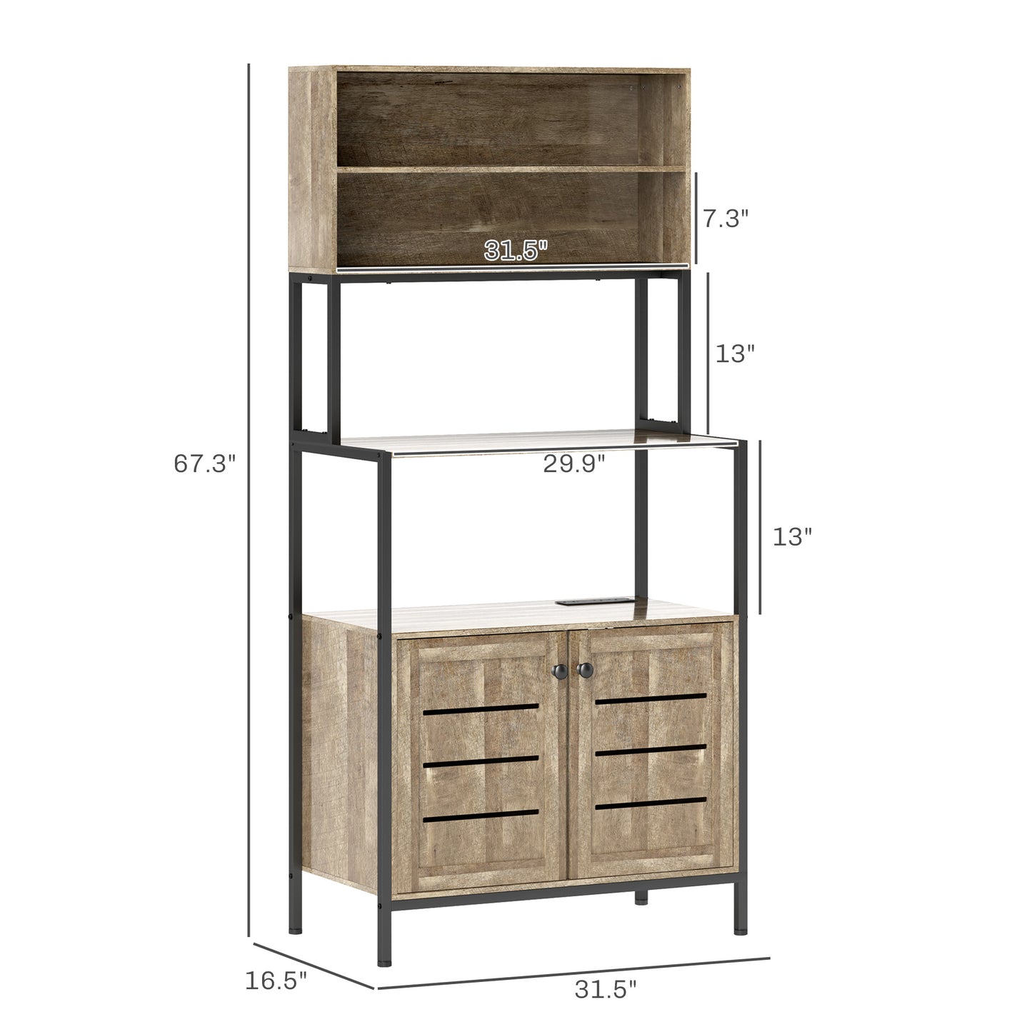 Power Outlet and Storage Shelves