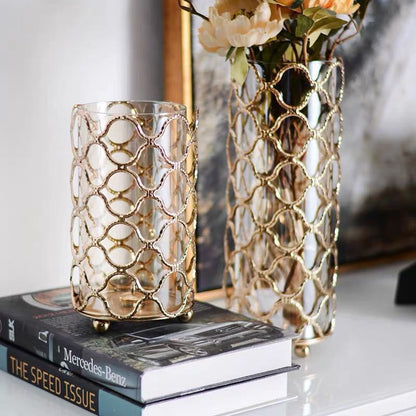 Glass Vases Golden Flowe
