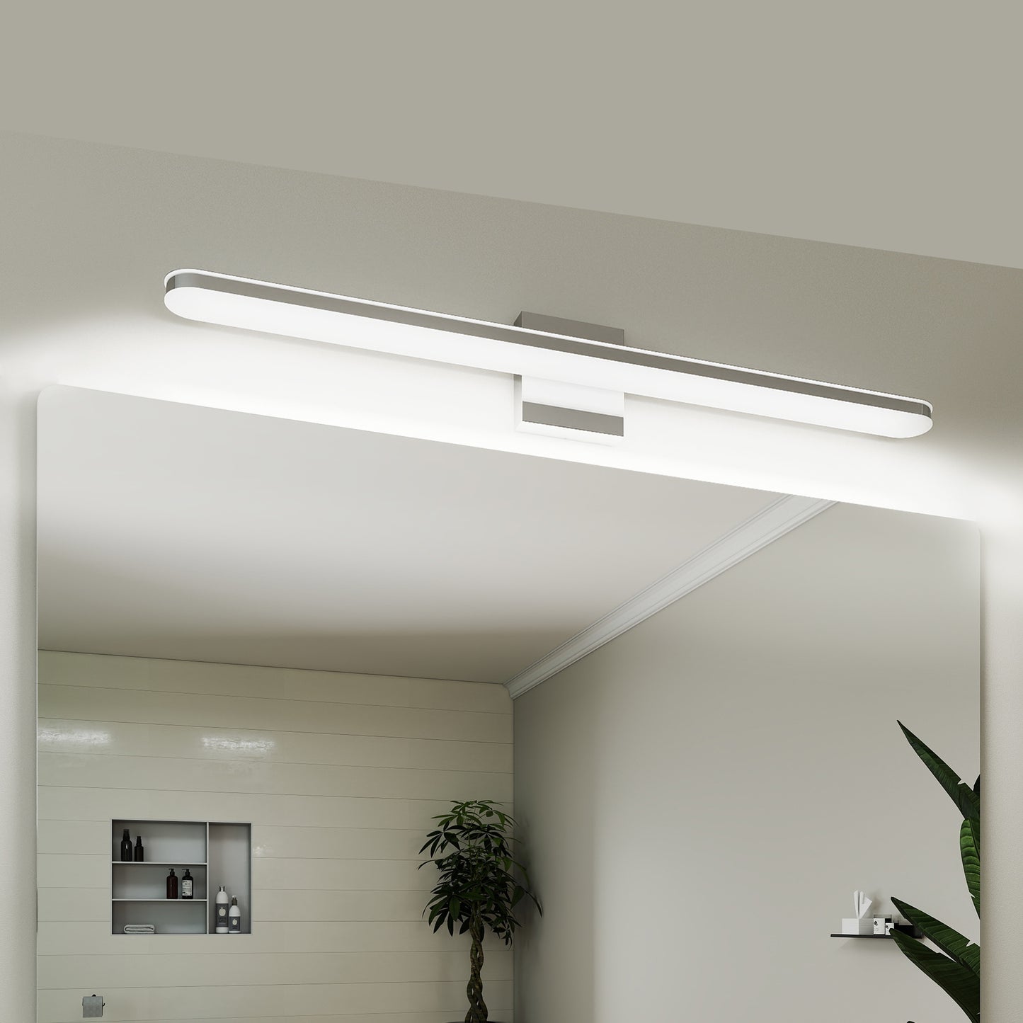 Modern LED Vanity Lights For Bathroom 32IN 16W Daylight White Chrome L