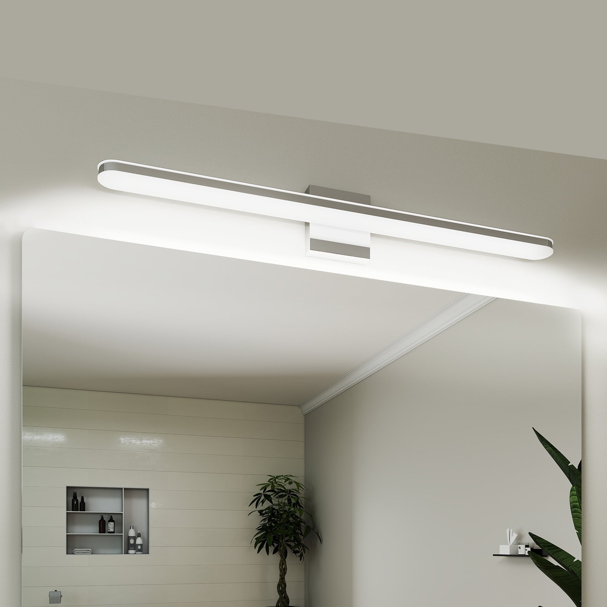 Modern LED Vanity Lights For Bathroom 32IN 16W Daylight White Chrome L