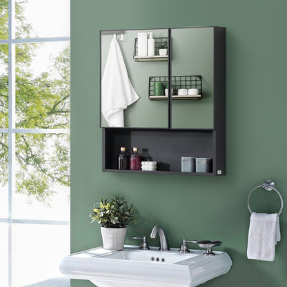 Mirror Cabinet with Double Doors and Shelves