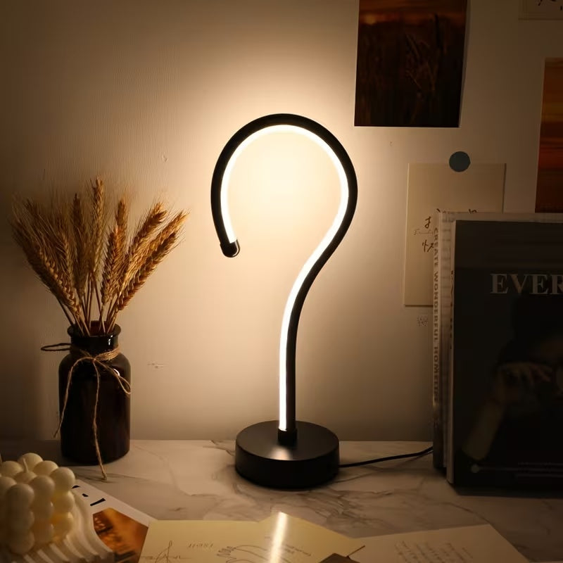 2PC Creative Question Mark Shape Table Lamp, USB Three-color Dimming D