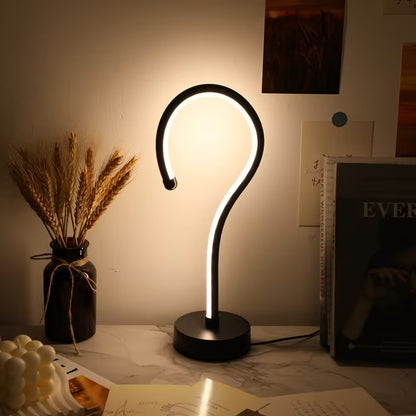 2PC Creative Question Mark Shape Table Lamp, USB Three-color Dimming D