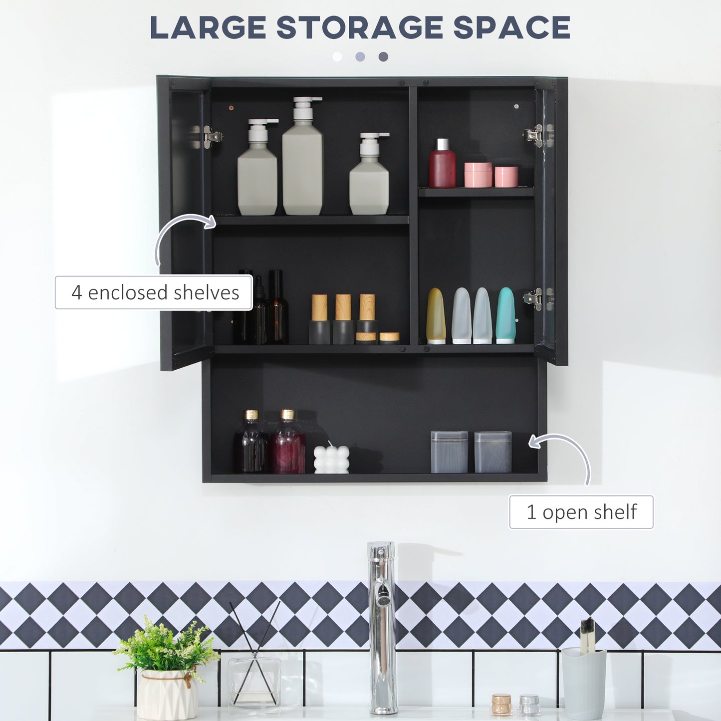 Mirror Cabinet with Double Doors and Shelves