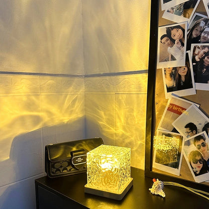 LED Water Ripple Ambient Night Light USB Rotating Projection Crystal T