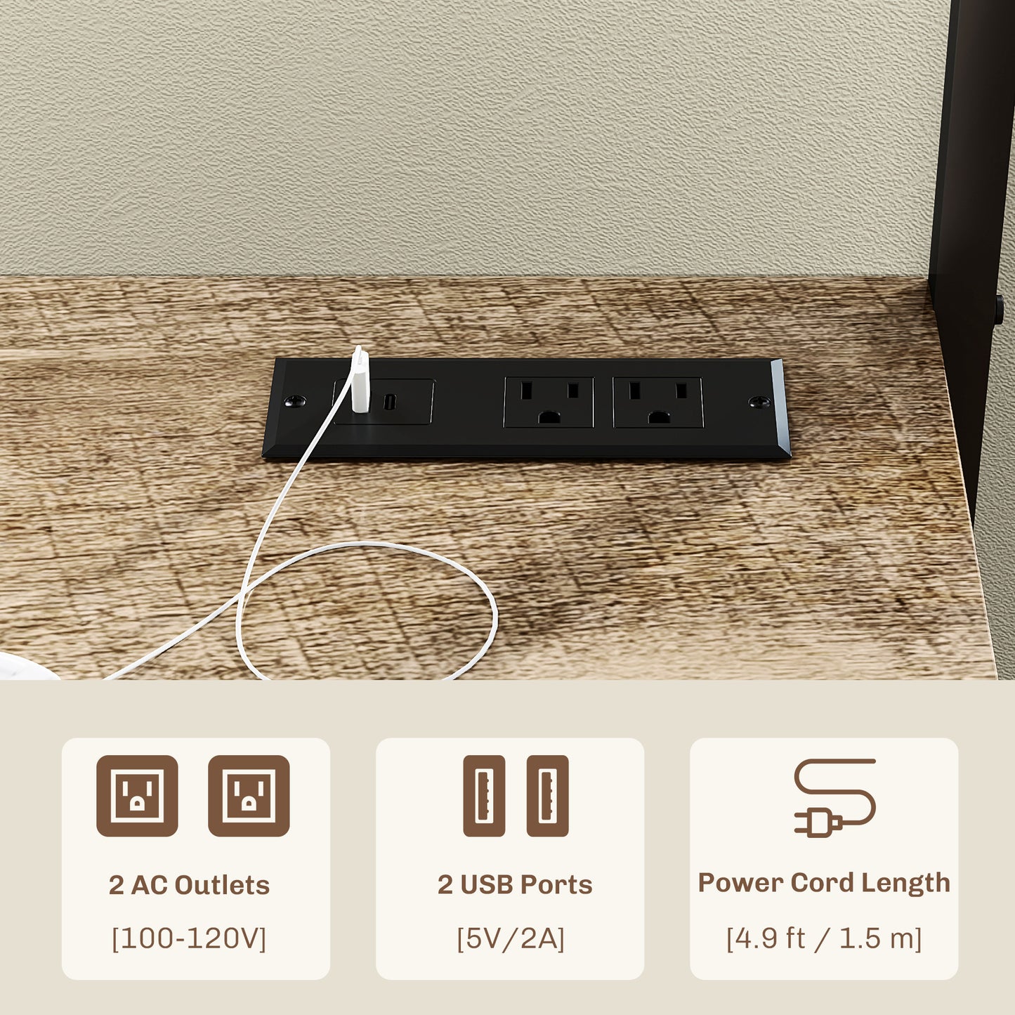 Power Outlet and Storage Shelves