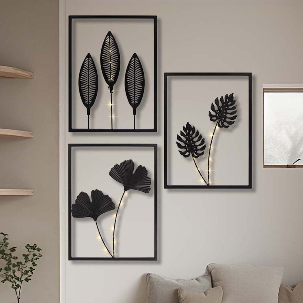 Metal Leaf Wall Decor with String Lights - product image 2