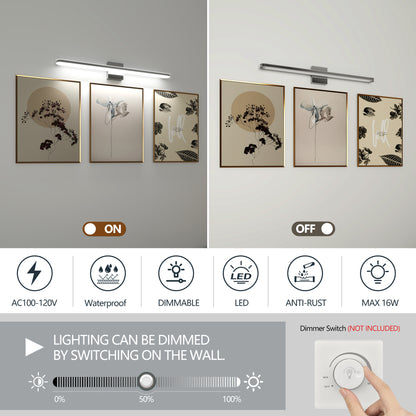 Modern LED Vanity Lights For Bathroom 32IN 16W Daylight White Chrome L
