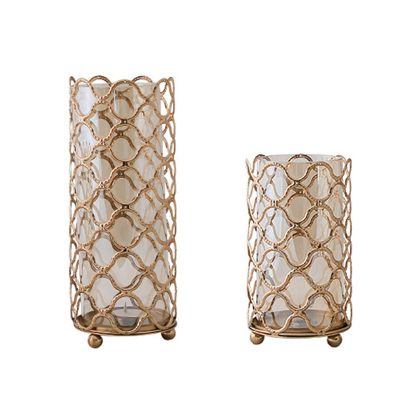 Glass Vases Golden Flowe