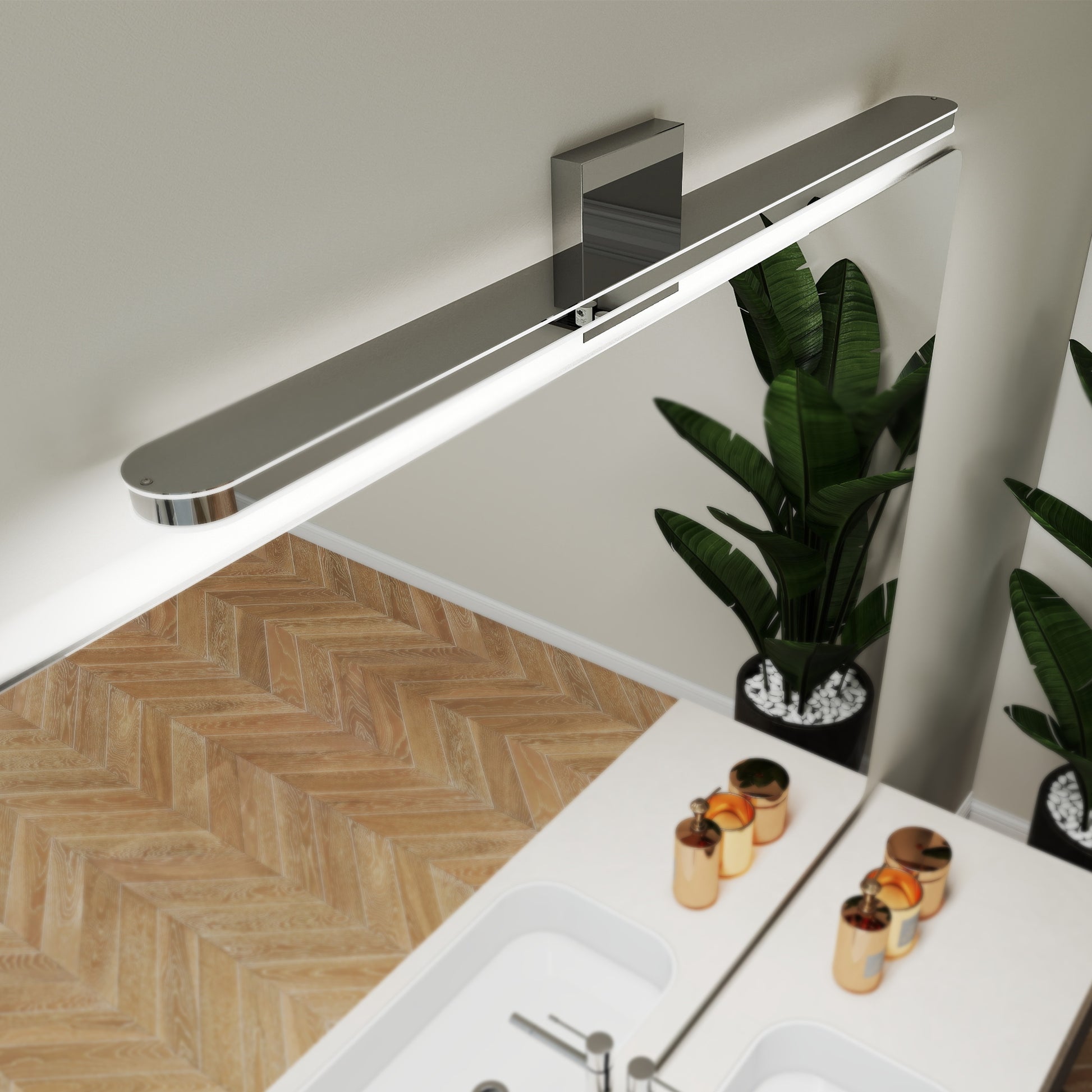 Modern LED Vanity Lights For Bathroom 32IN 16W Daylight White Chrome L