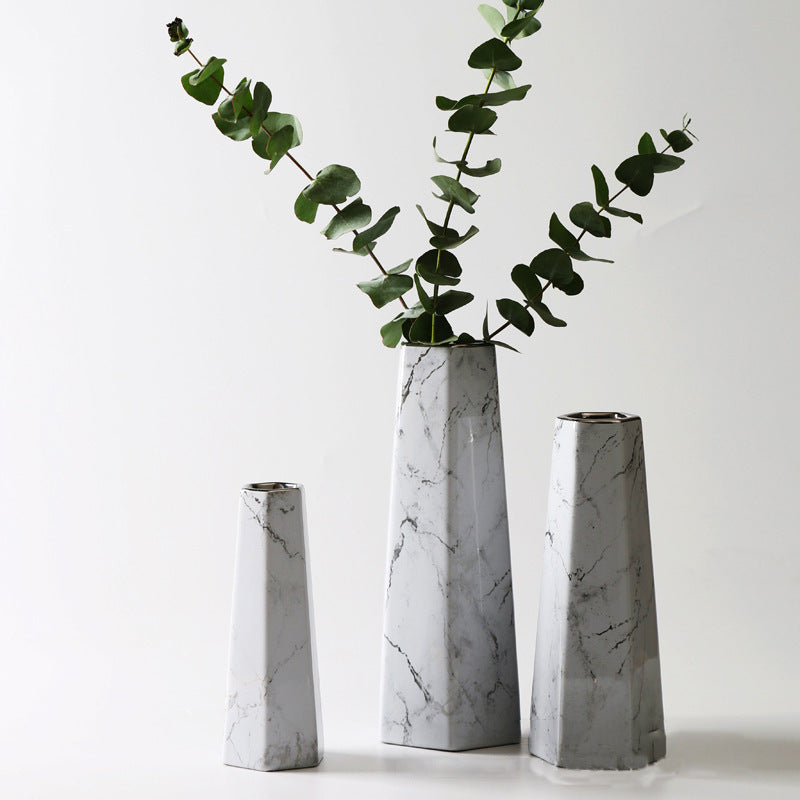 Nordic Marble-Pattern Ceramic Vase - product image 8
