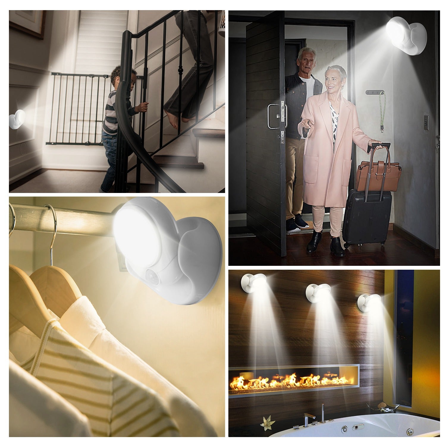 1Pc Wireless LED Spotlight Night Lamp 360 Degree Rotatable With 90 Deg
