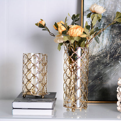 Glass Vases Golden Flowe