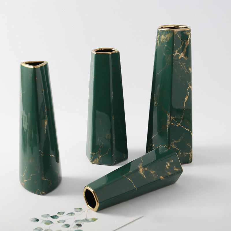 Nordic Marble-Pattern Ceramic Vase - product image 2