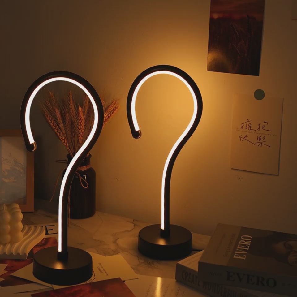 2PC Creative Question Mark Shape Table Lamp, USB Three-color Dimming D